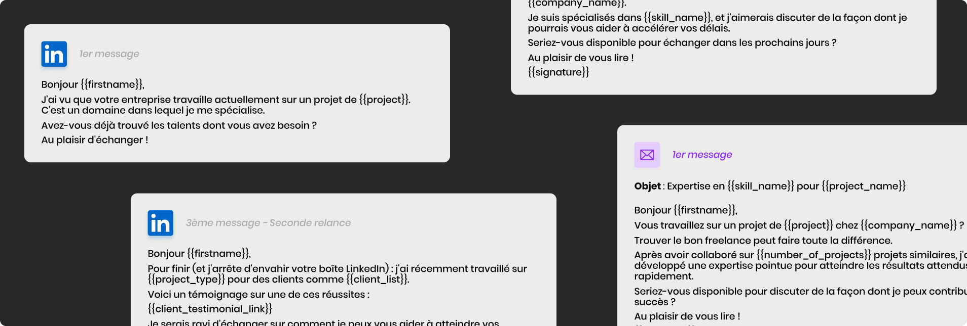 cover messages de prospection