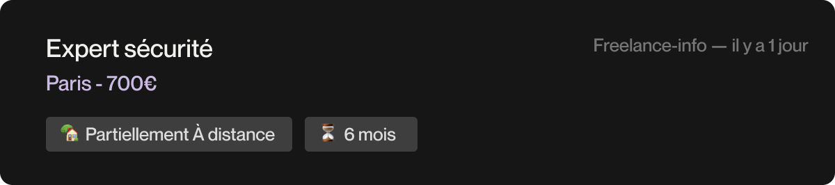 Image qui présente une mission avec des indications de TJM, de localisation et de durée.