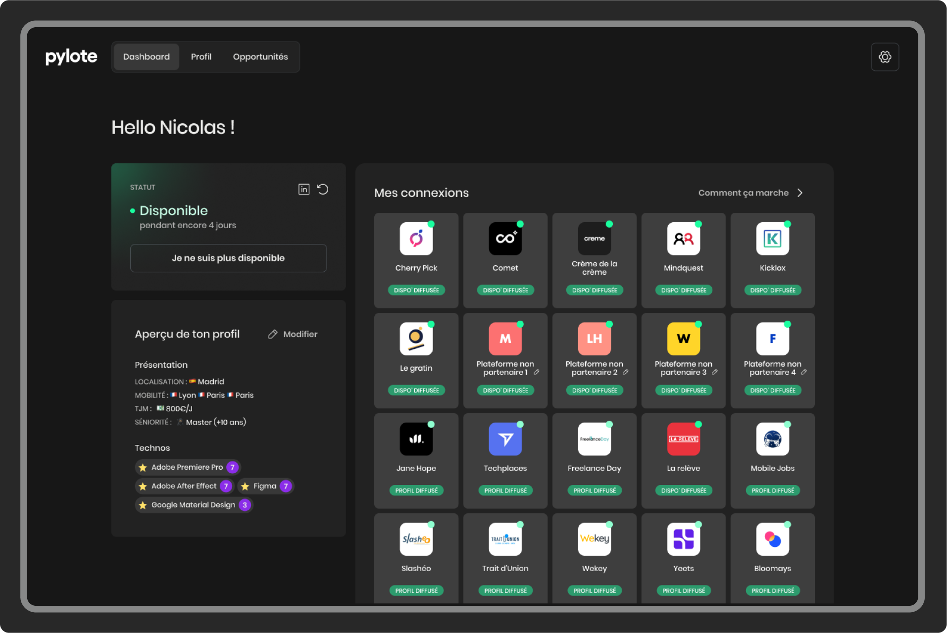 Dashboard Pylote