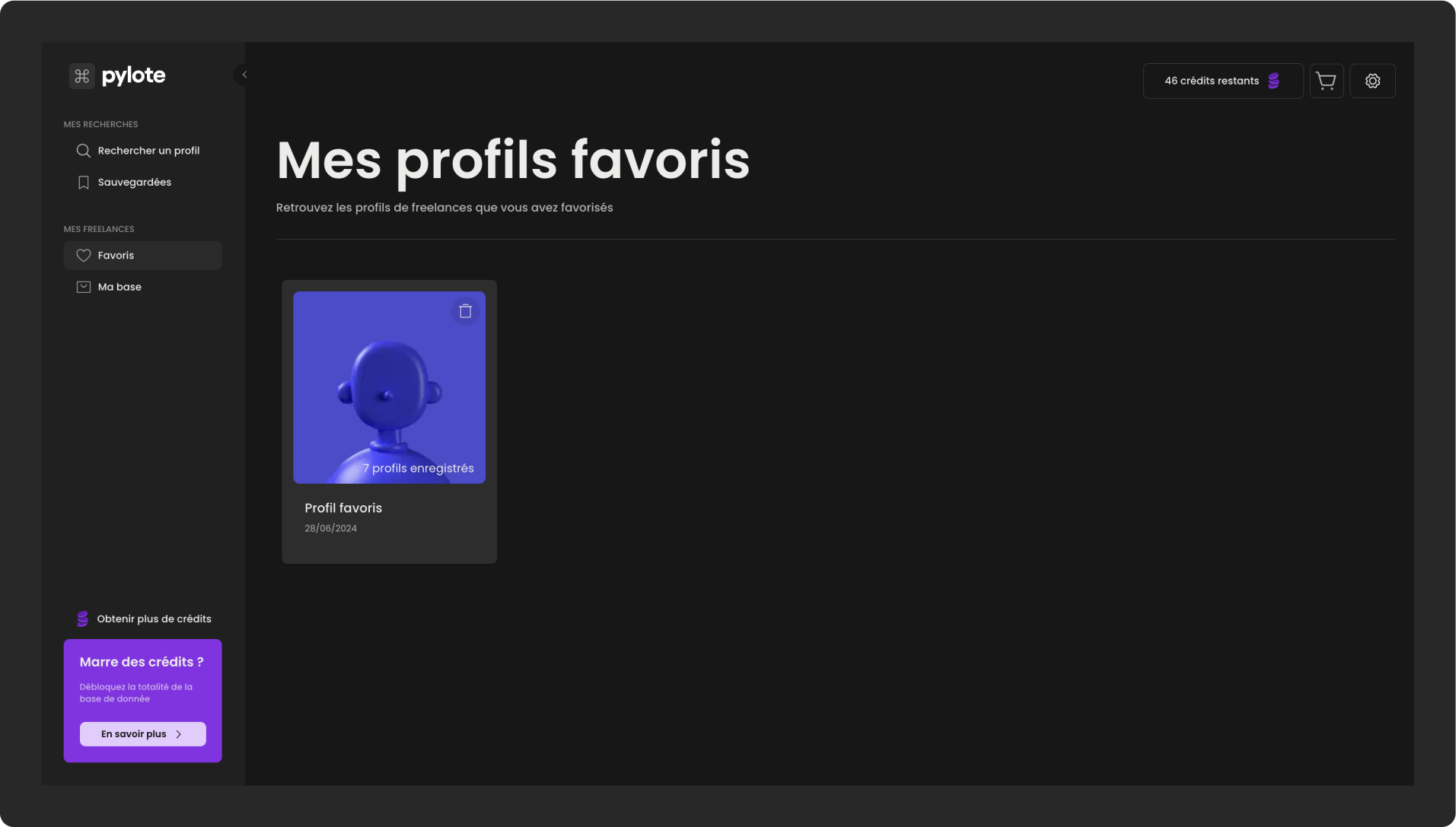 Aperçu de l'emplacement des listes de favoris.